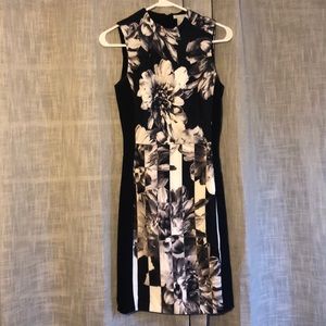 Black & white floral bodycon dress